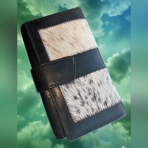 Black and White Fur Leather Wallet